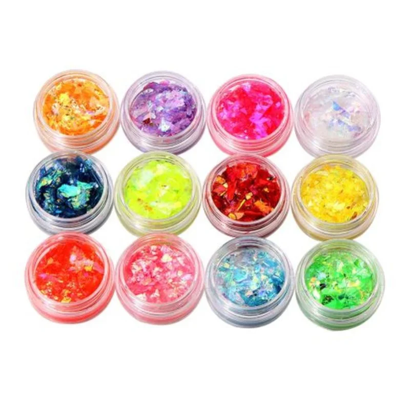 12 Colors UV Gel Nail Art Glitter Dust Powder Shimmers Acrylic Tip DIY Decor