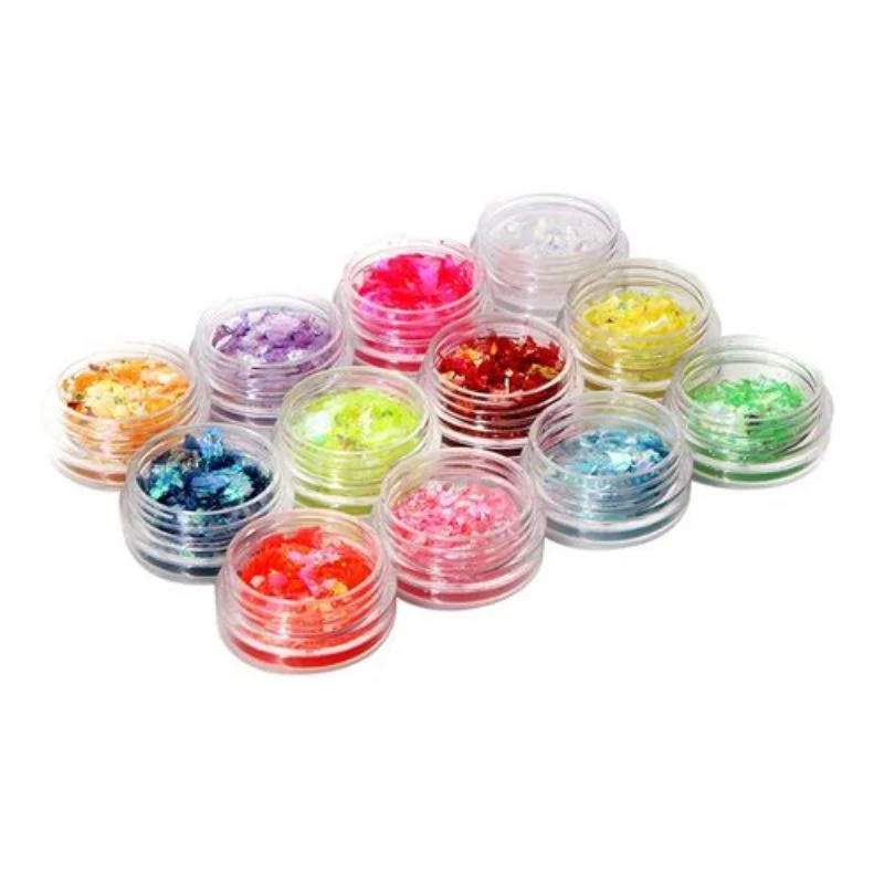 12 Colors UV Gel Nail Art Glitter Dust Powder Shimmers Acrylic Tip DIY Decor
