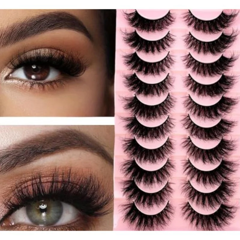Eyelashes Set 10 Pairs Reusable 3D Mink lashes-Full Strip lash extensions